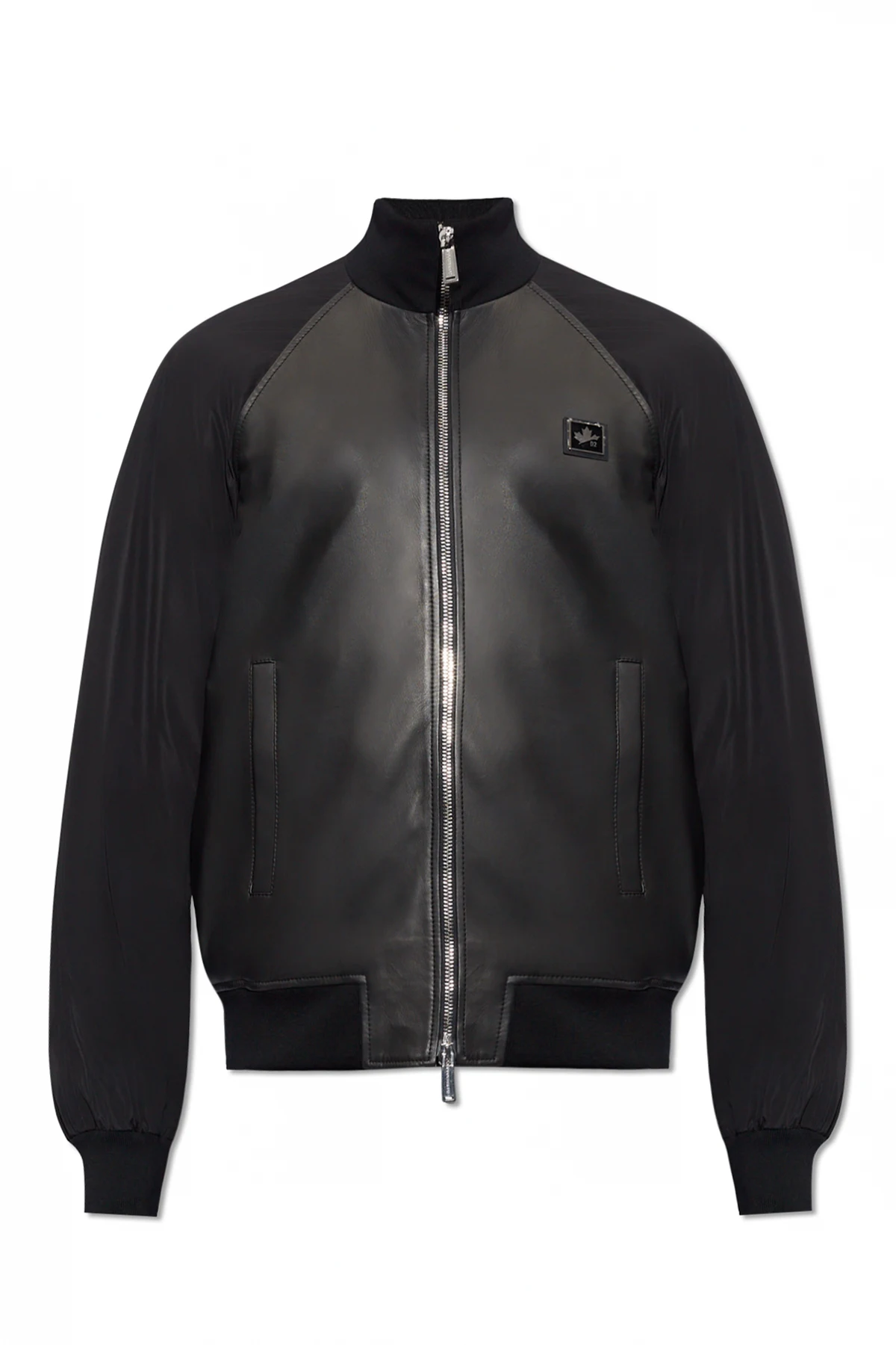 Leather bomber jacket