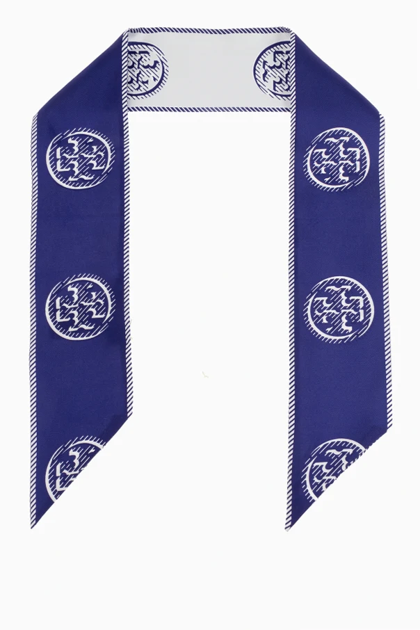 NAVY BLUE Silk scarf with logo