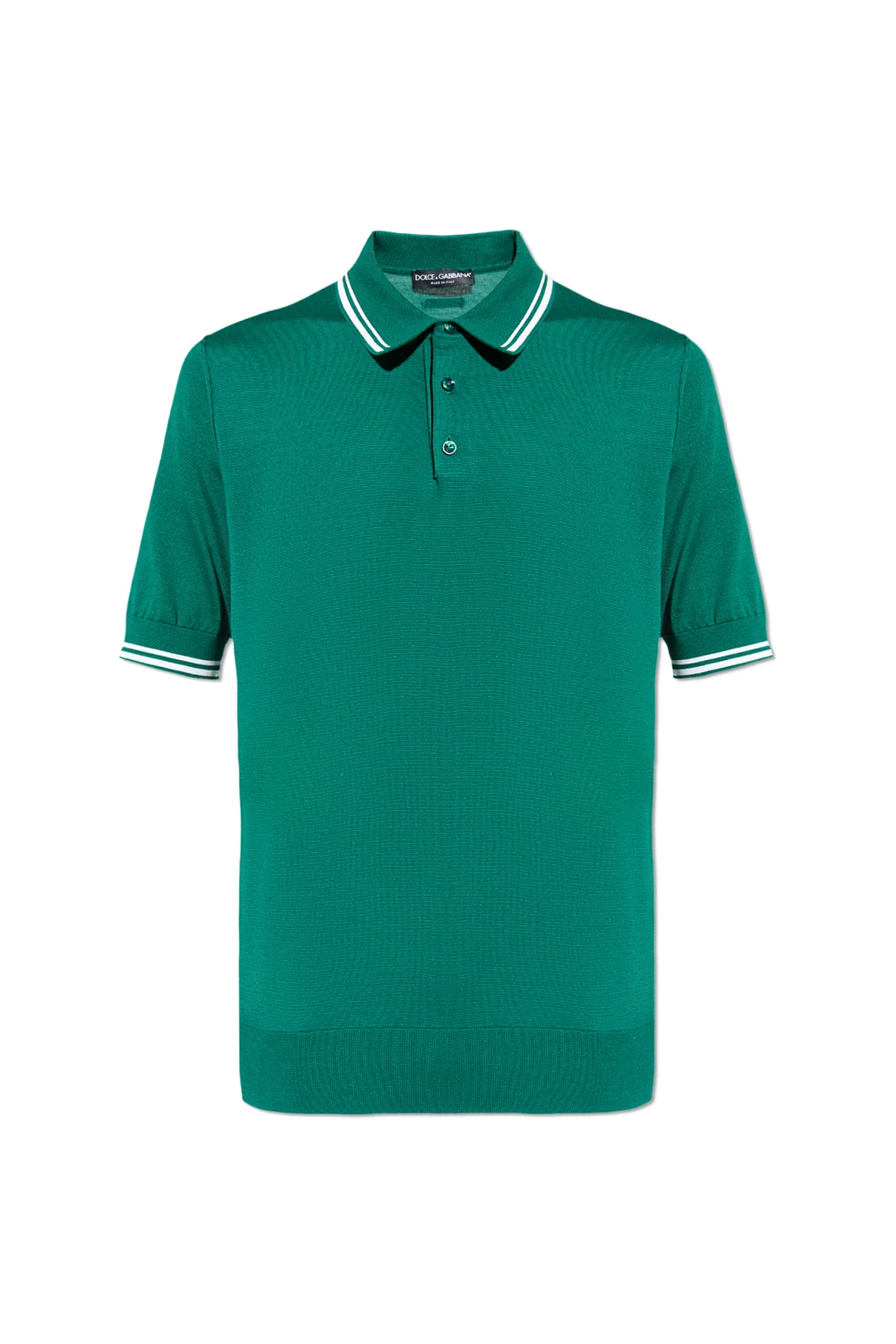 GREEN Silk polo with logo appliqué