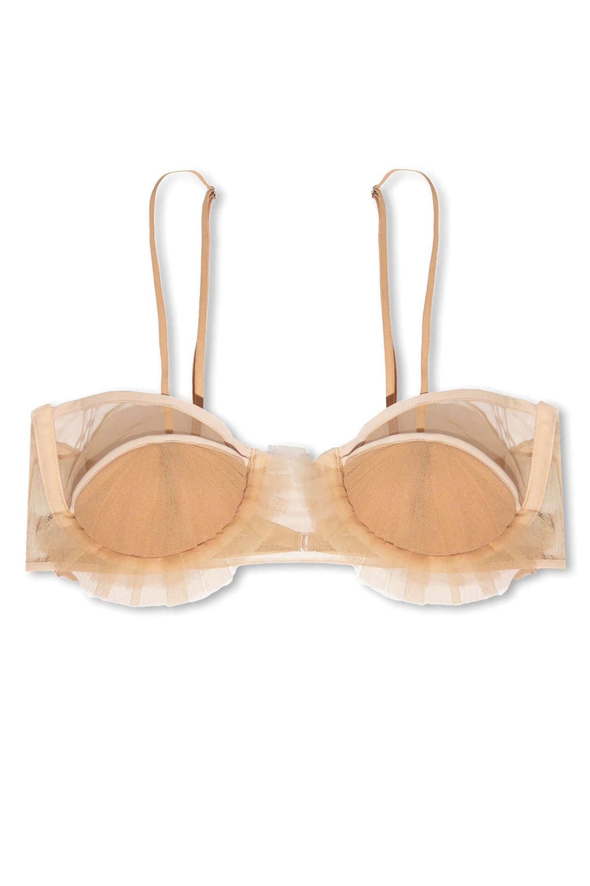 beige Cropped tulle top