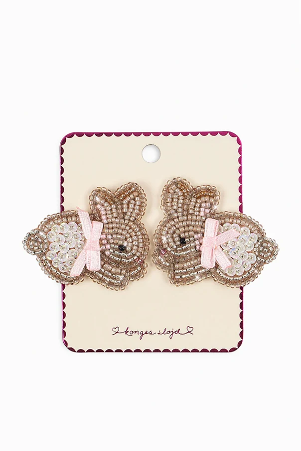 beige Bunny-shaped hair clips