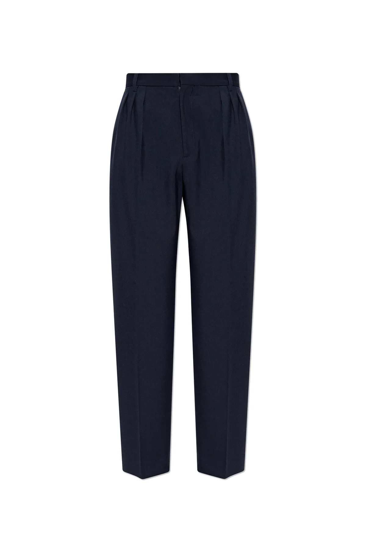 Wool pleat-front trousers with logo