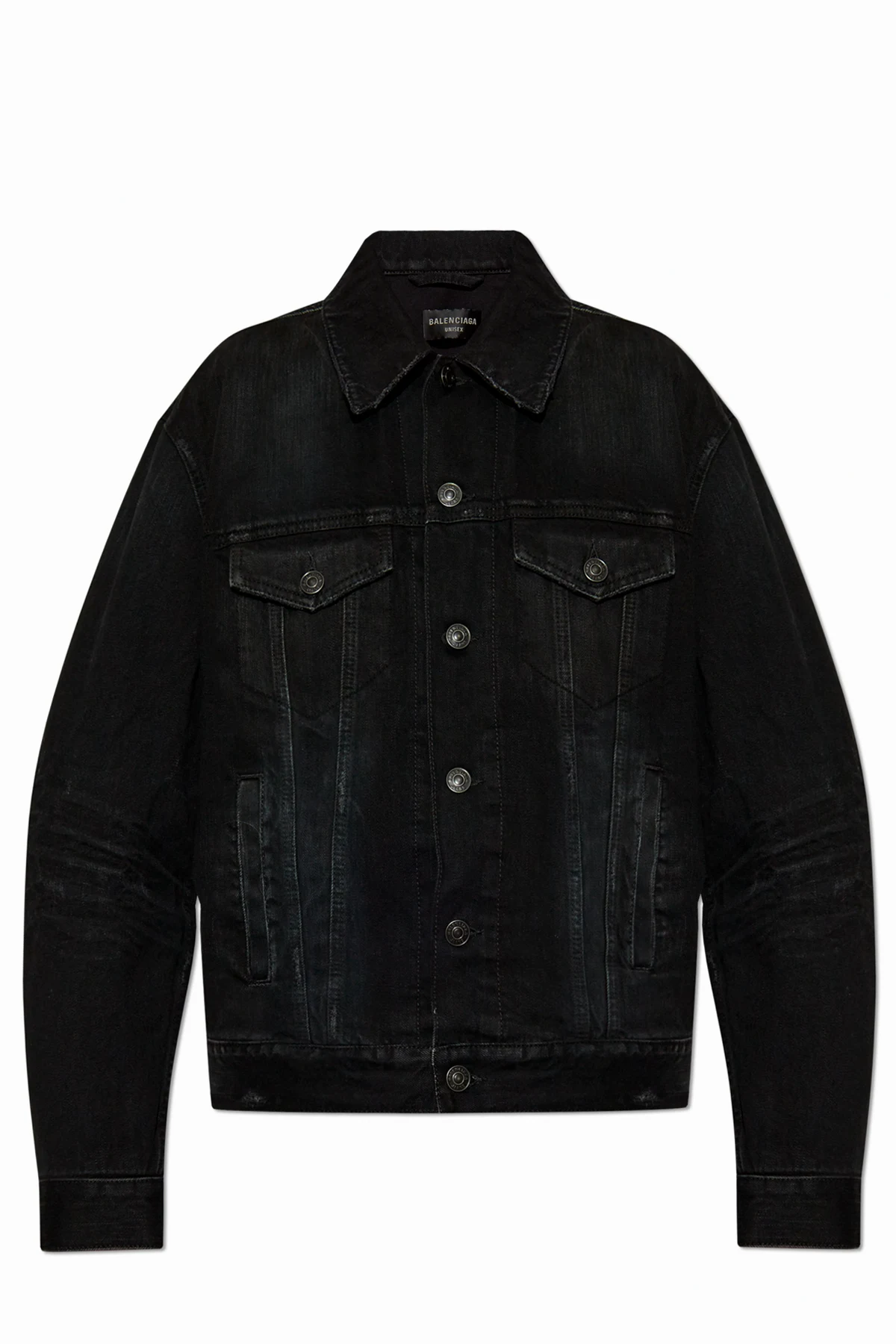 SCHWARZ Jeansjacke mit vintage-Effekt