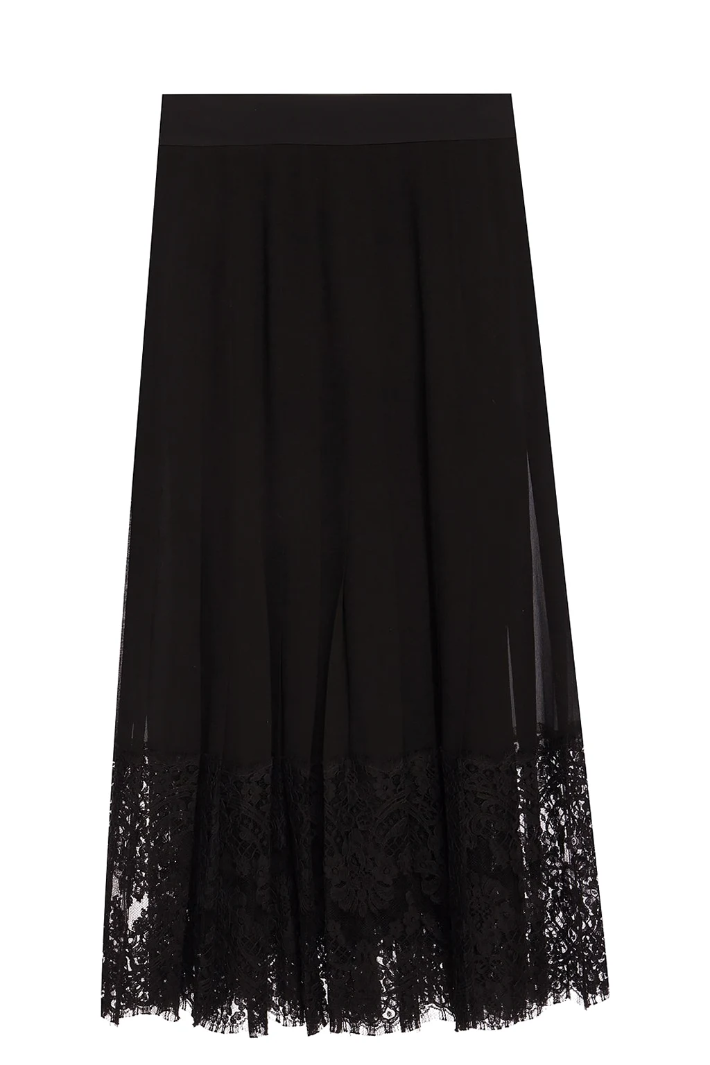 Pleated skirt with lace trim