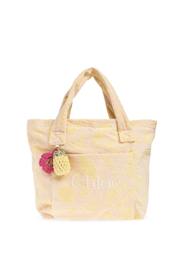 YELLOW  Shopper tote bag with embroidered logo