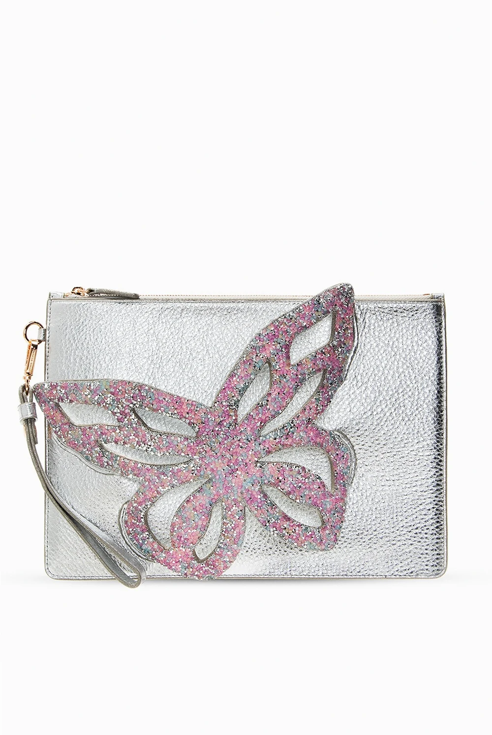 ‘Flossy’ clutch with butterfly wing motif