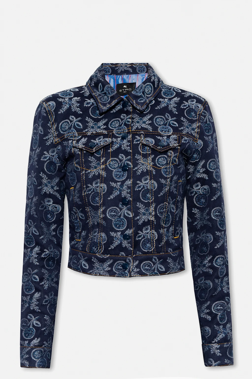 Denim jacket with jacquard pattern