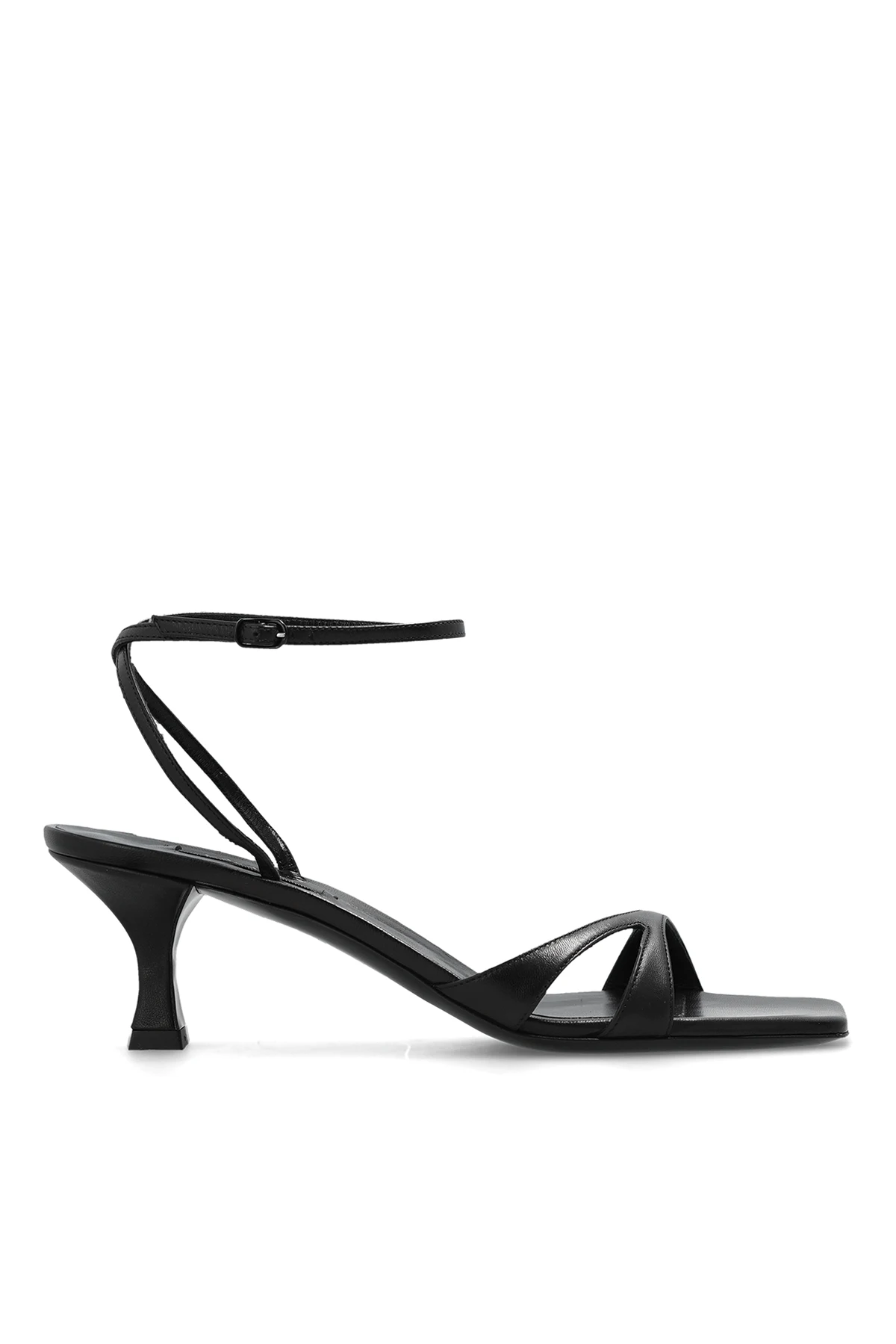 Heeled sandals in leather