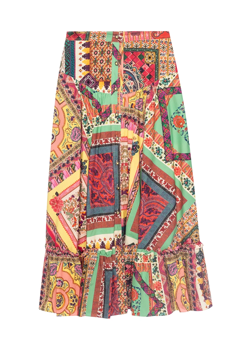 Patterned skirt with ruffle