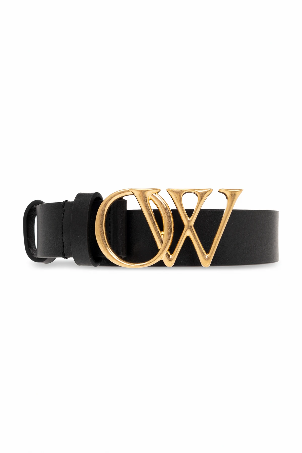 Leather belt with logo