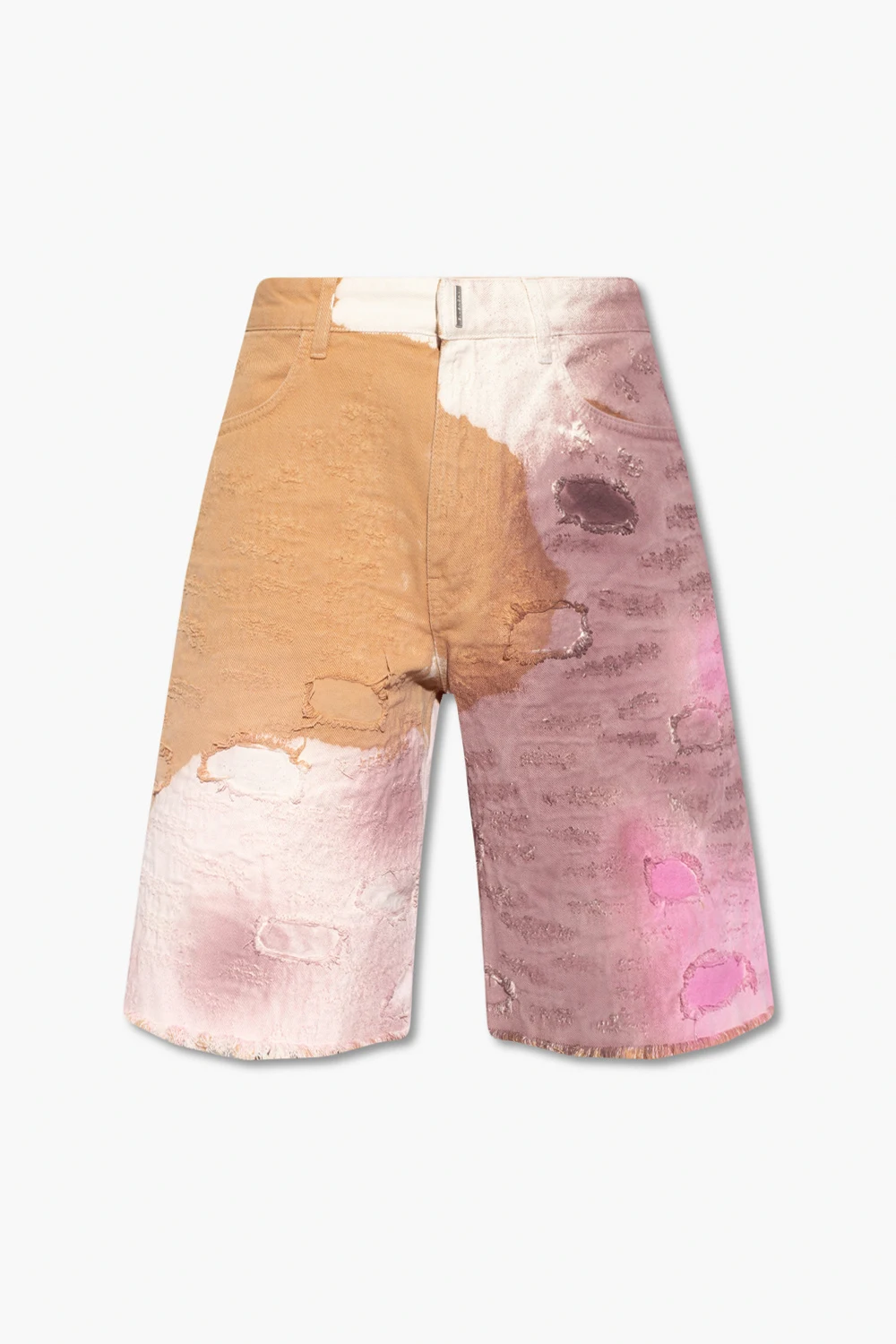 Distressed denim shorts