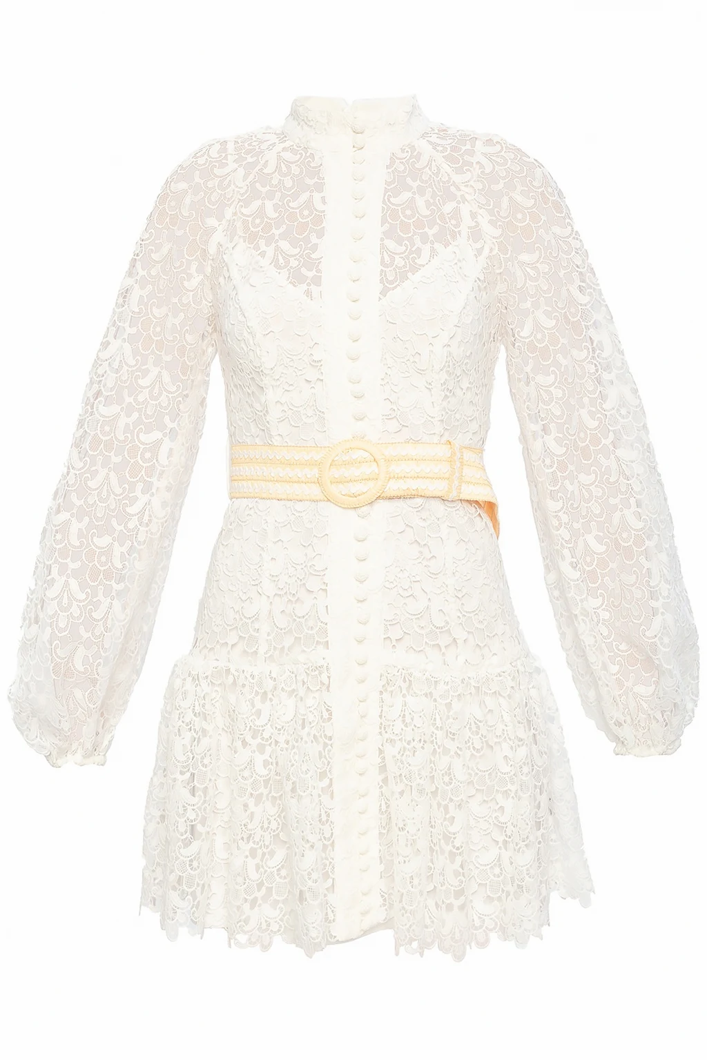 Lace dress with band collar