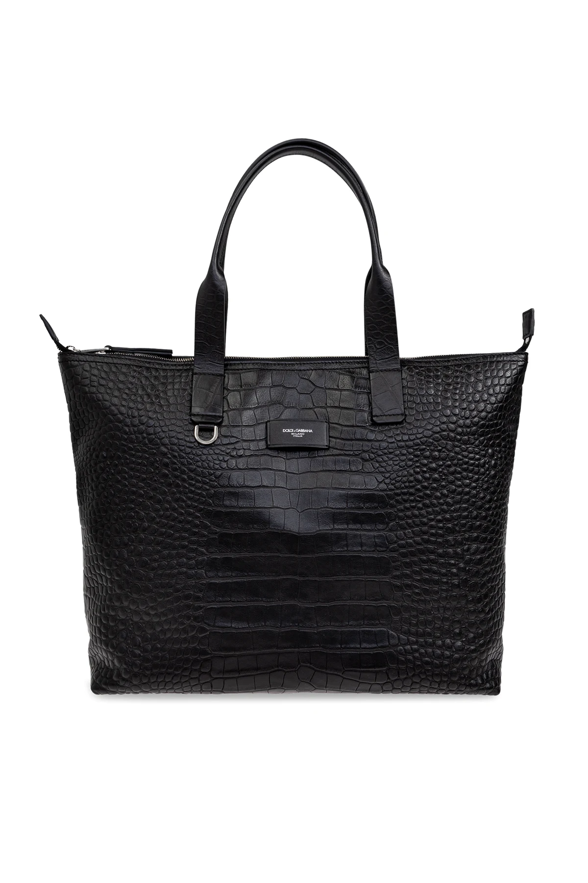 CZARNY Skórzana torba typu `shopper`