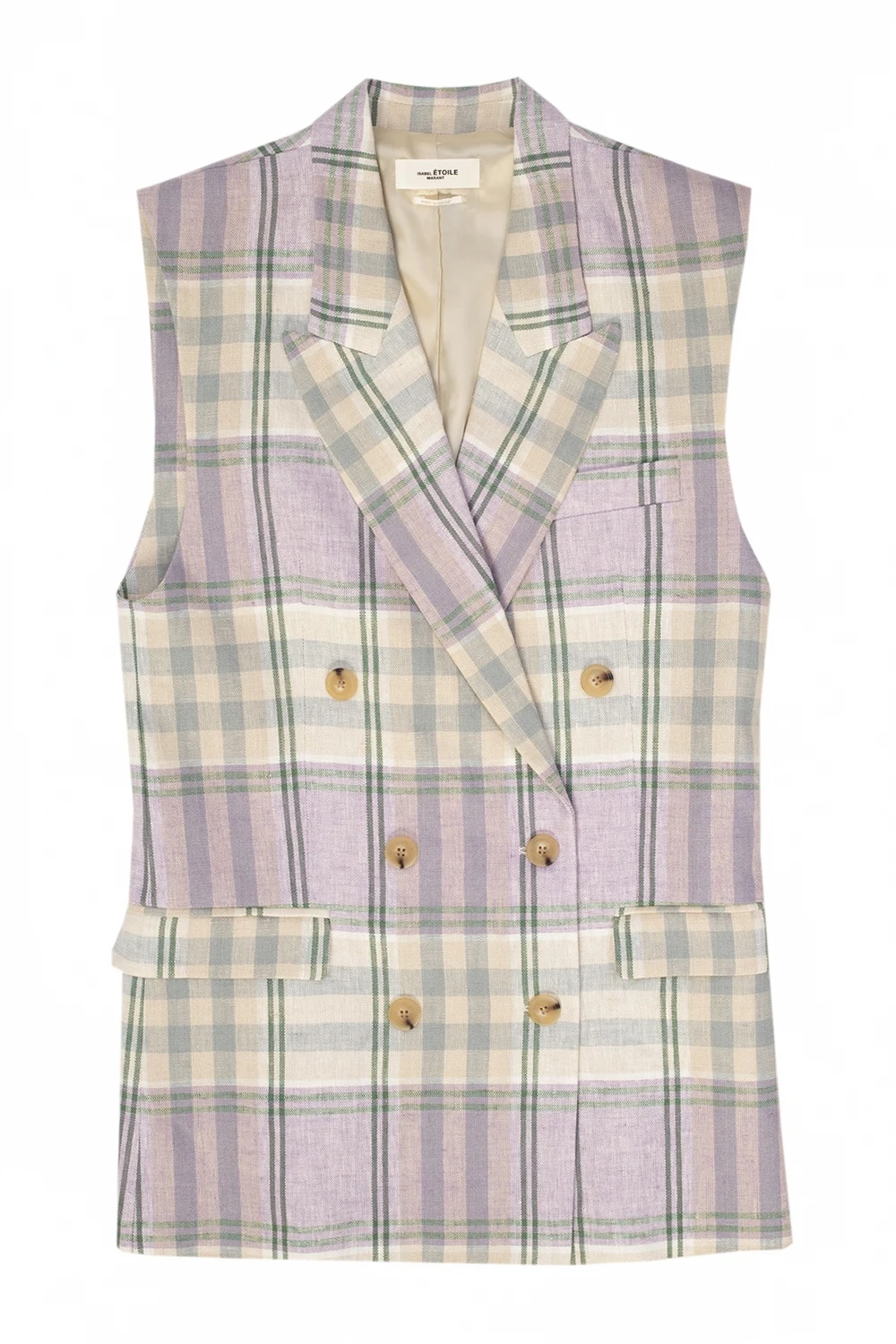 Linen vest with notch lapels