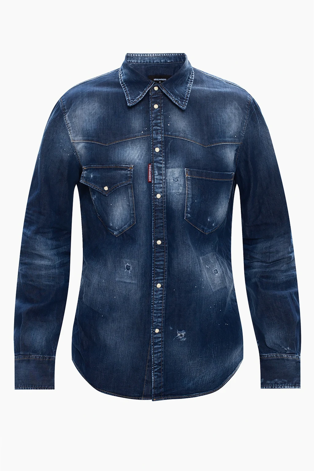 Raw edge denim shirt