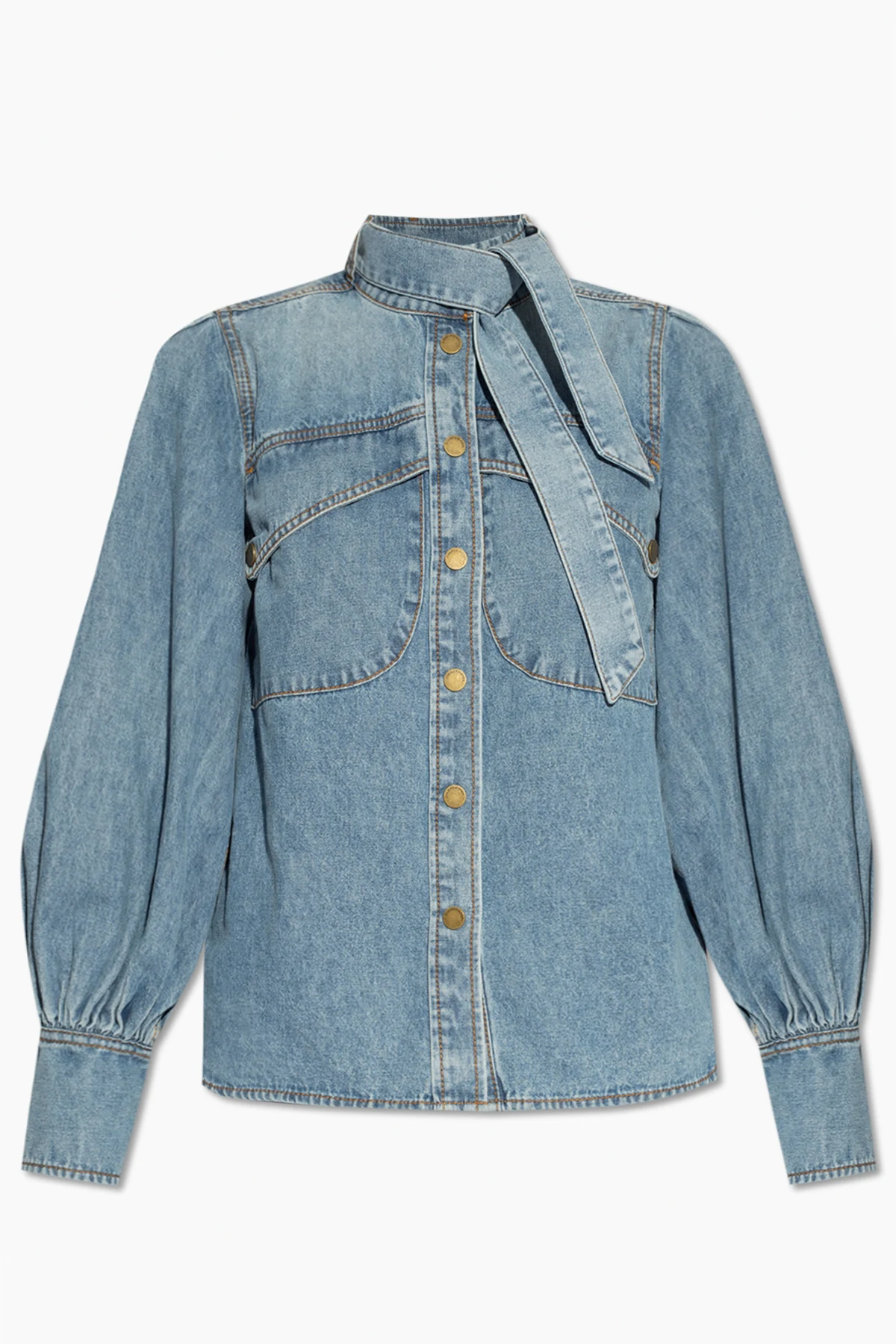 Denim shirt with tied detail