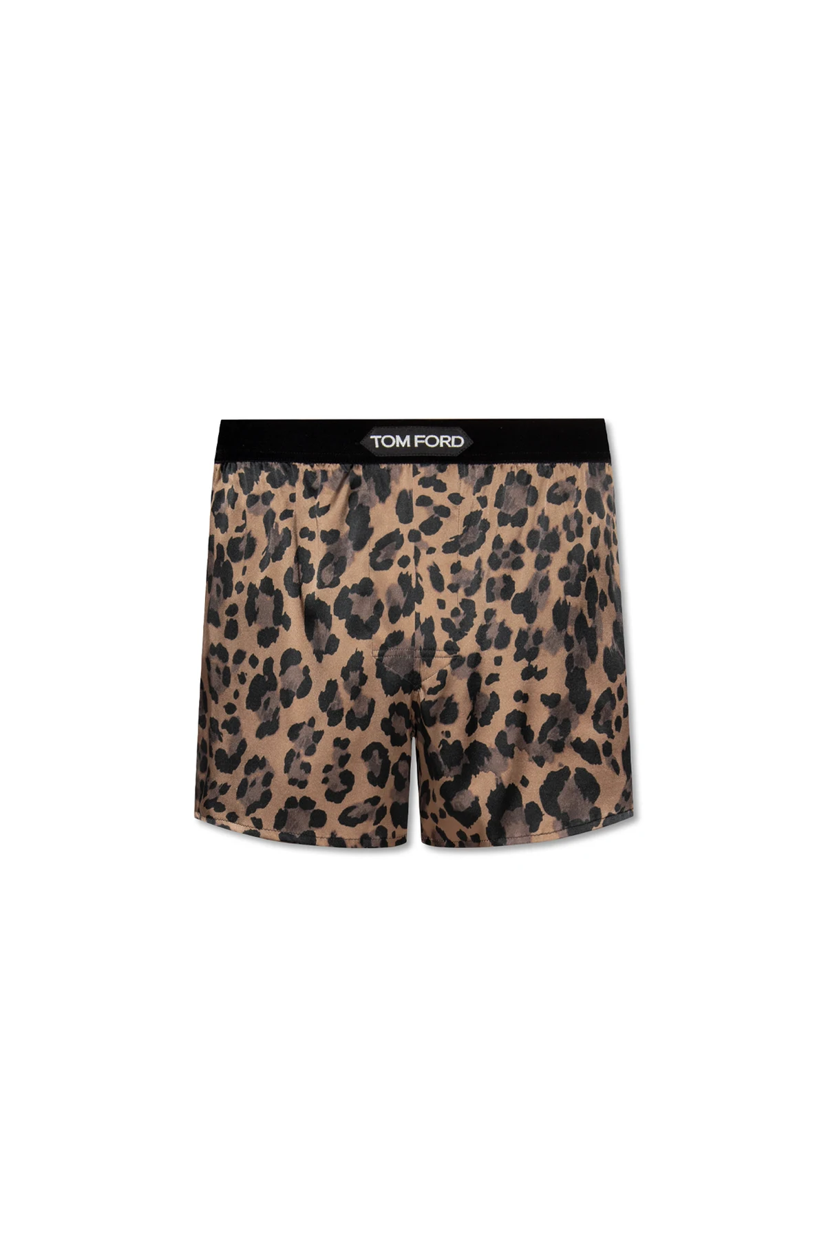 BRĄZOWY Jedwabne bokserki z logo