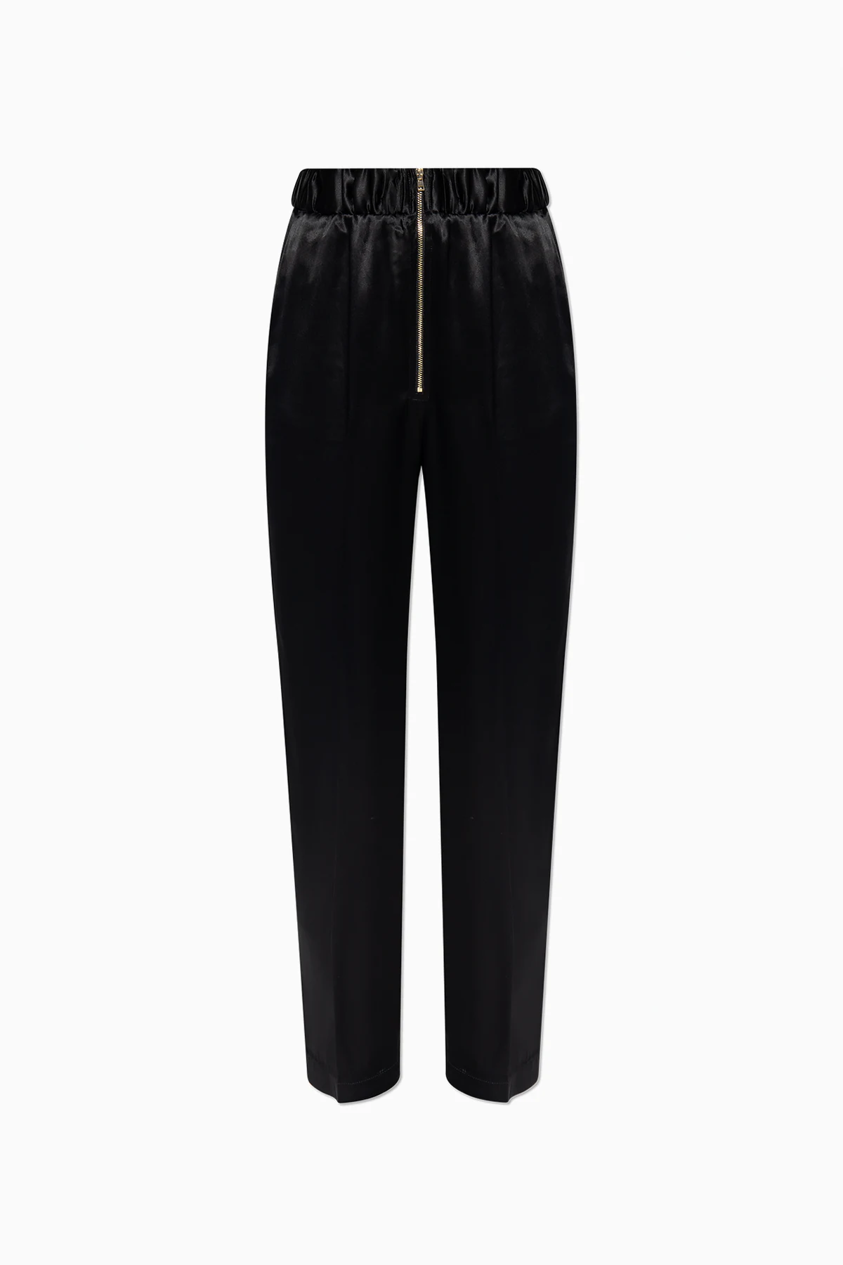 Satin pleat-front trousers