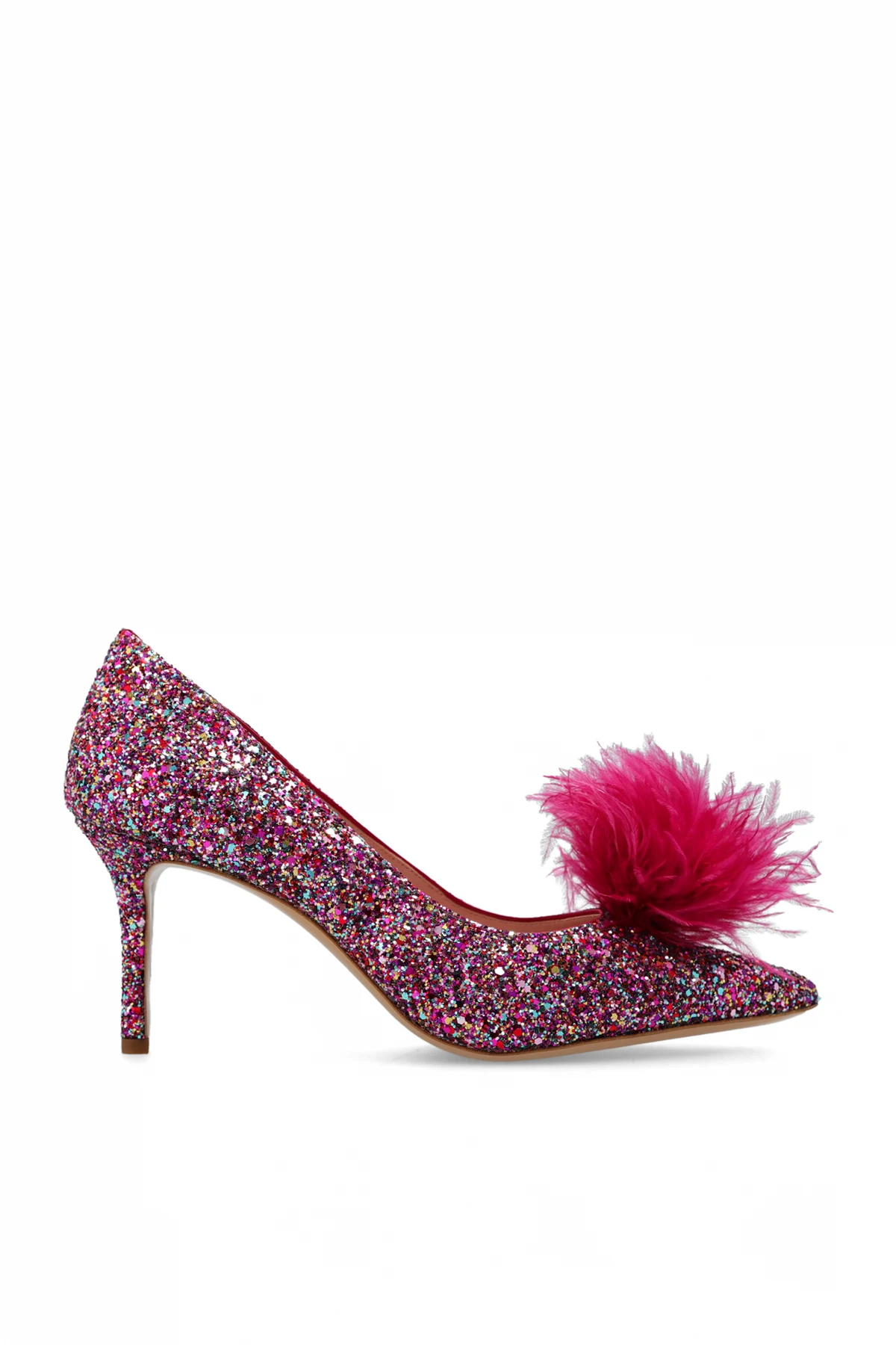 Appliquéd stiletto pumps