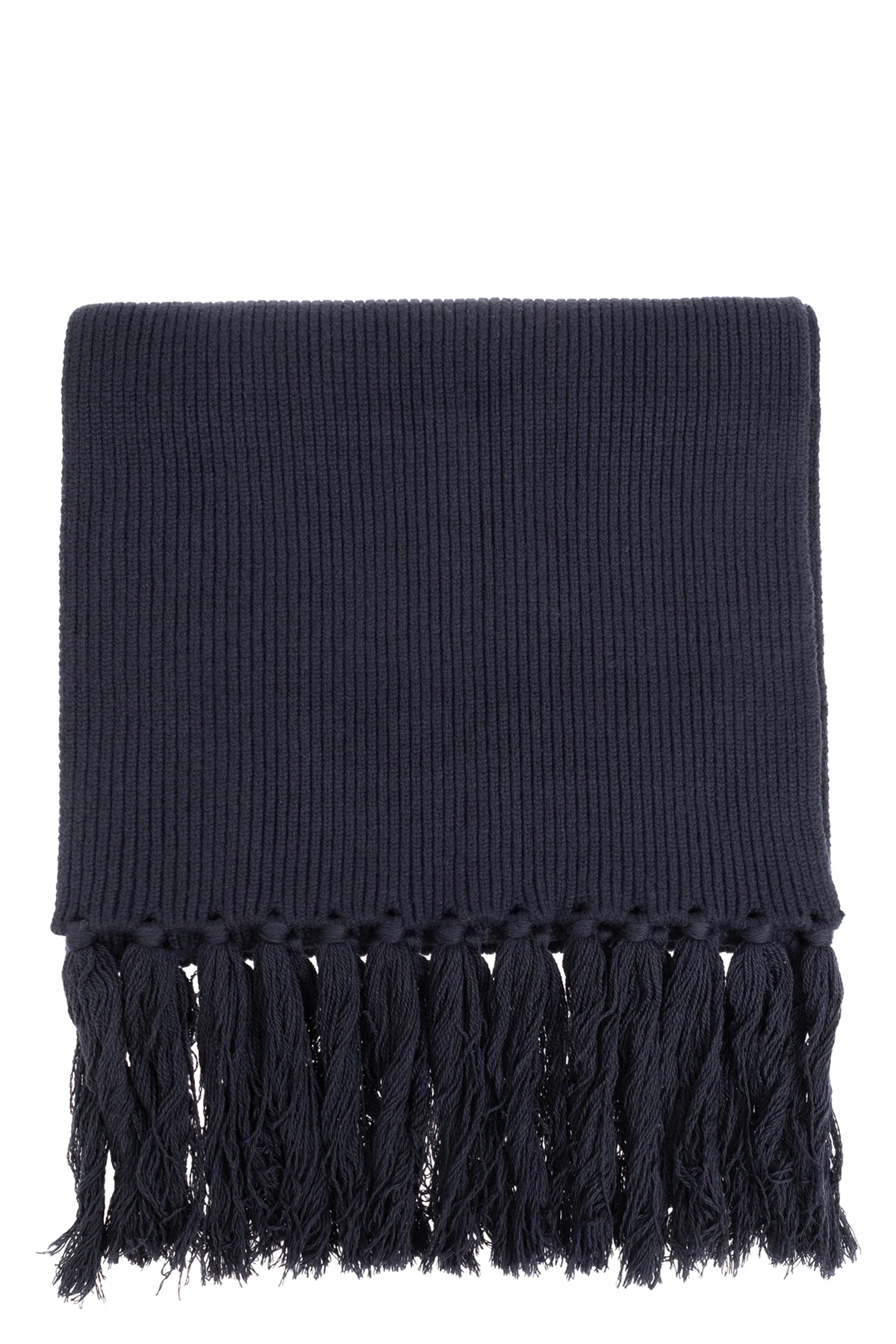 NAVY BLUE Scarf with fringes