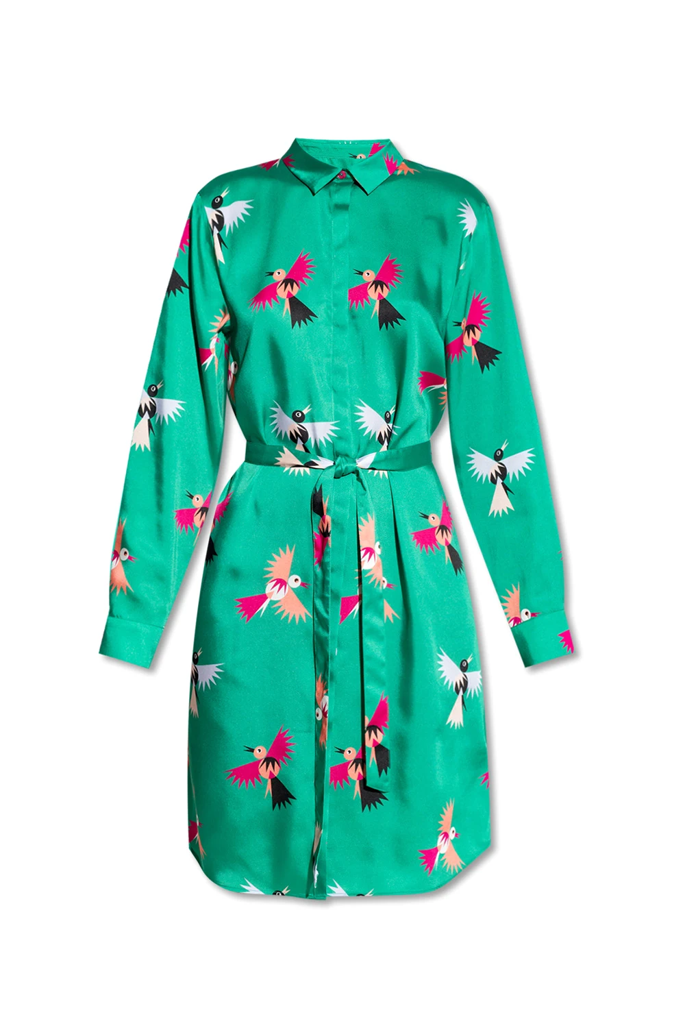 Satin dress with collar