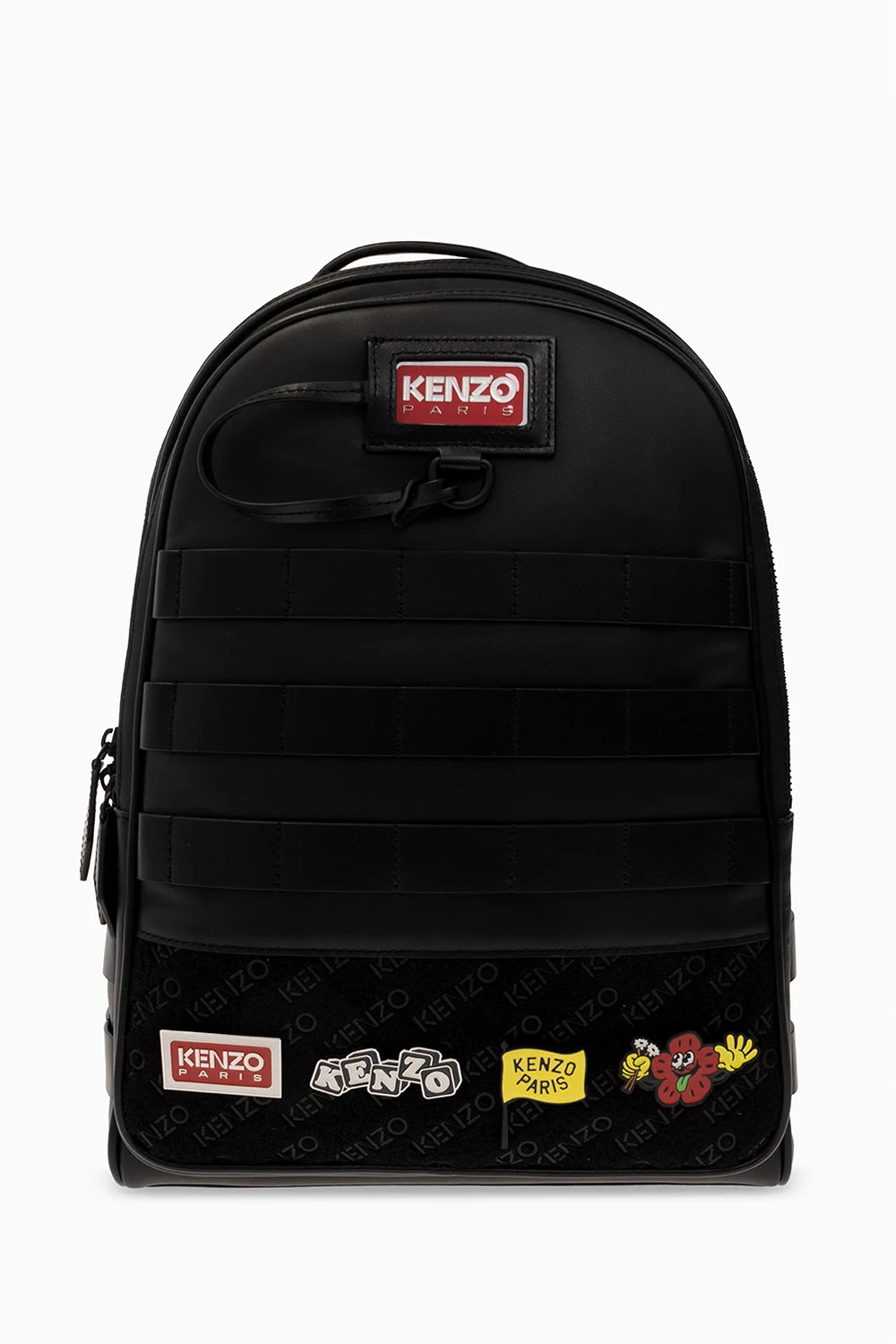 Leather backpack with logo