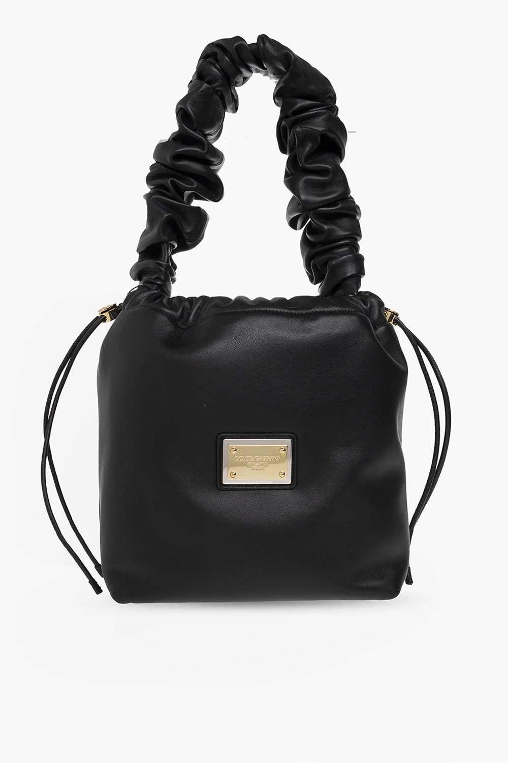 Leather bucket shoulder bag