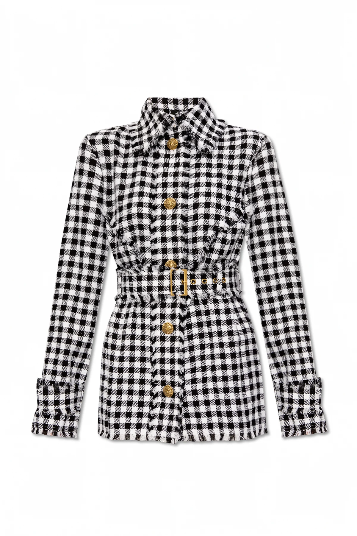 Checked short coat