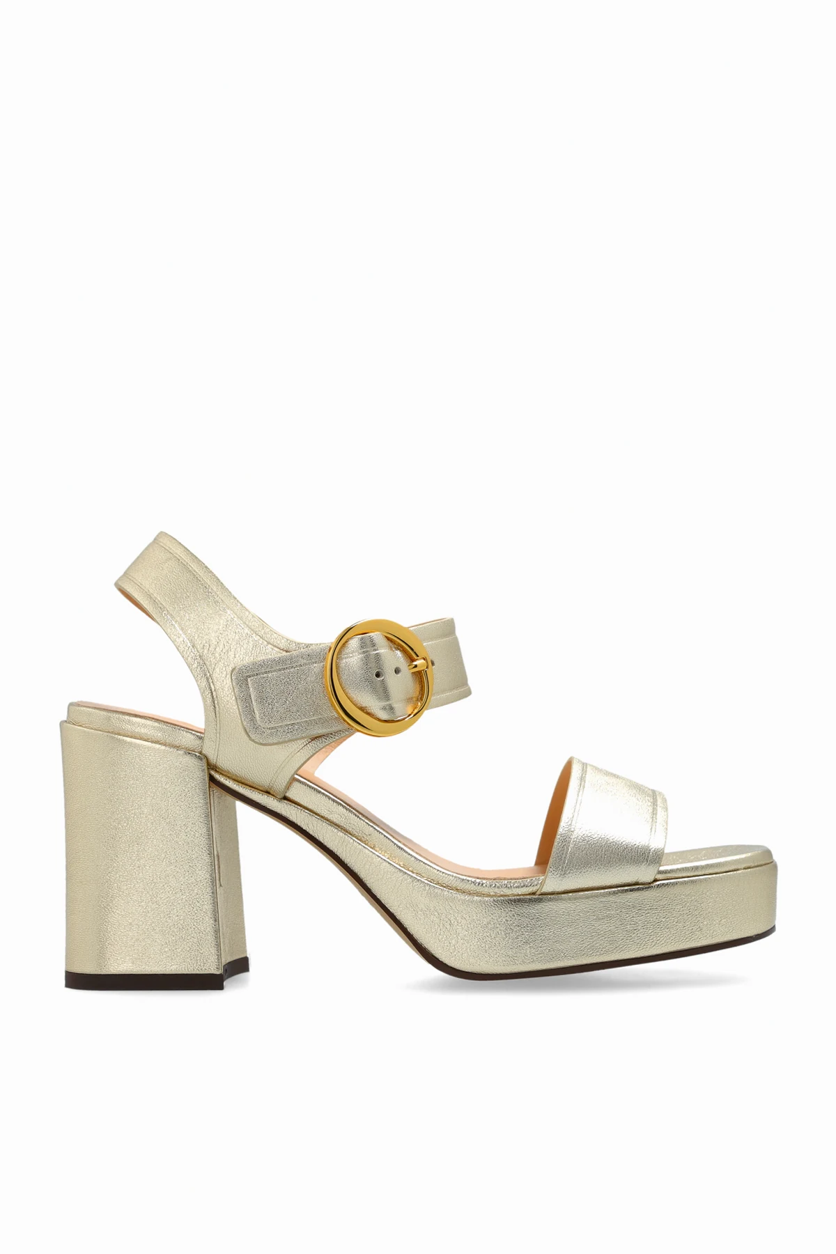 Skórzane sandały na obcasie