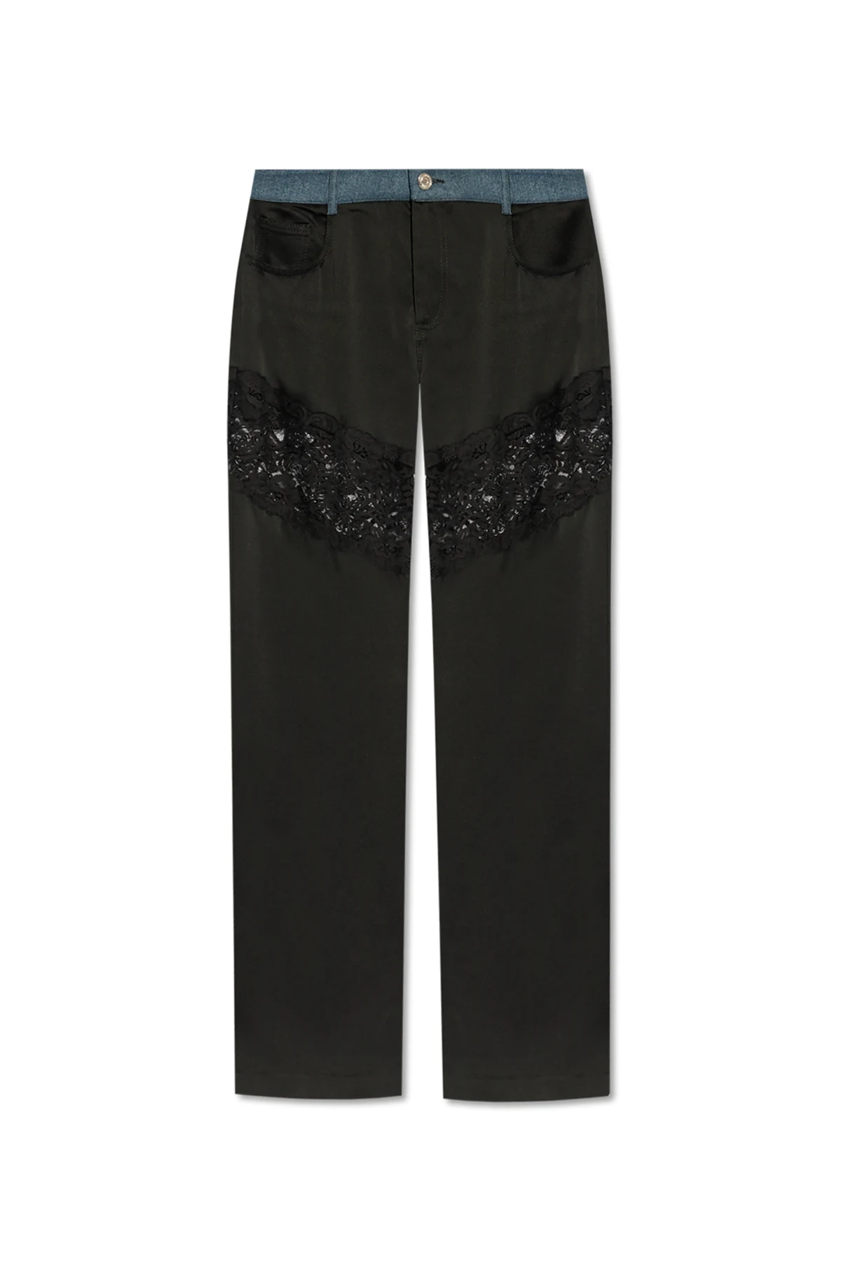 Spodnie z łączonych materiałów