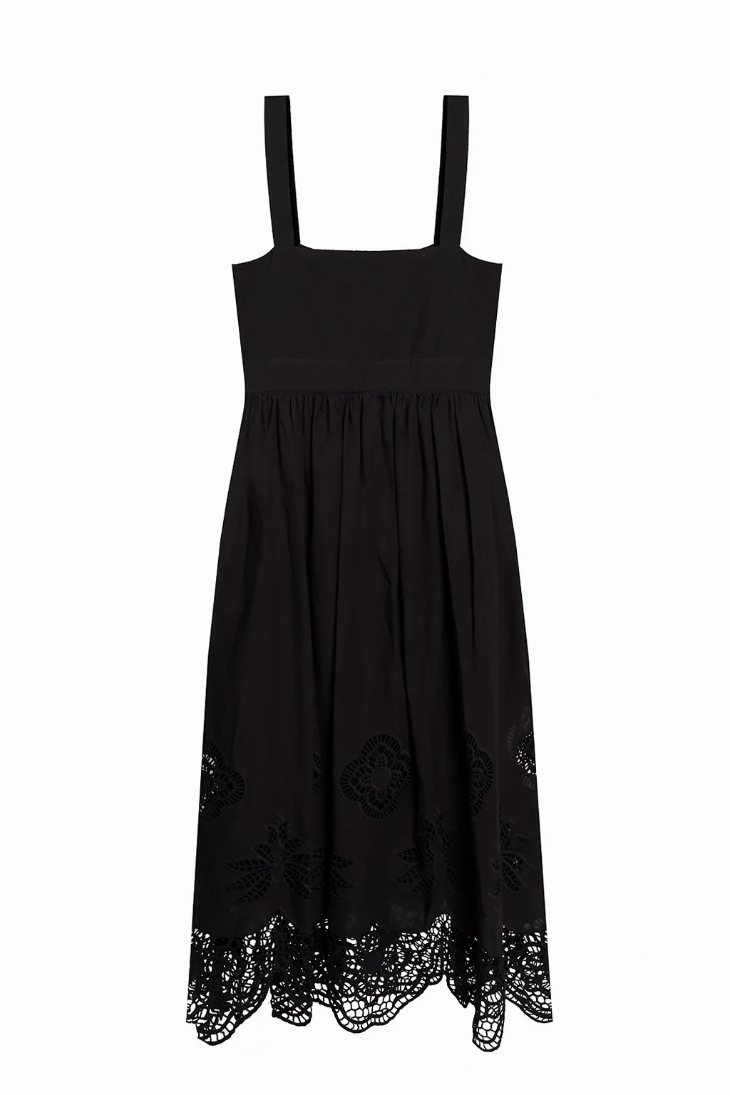 Openwork dress with gathers