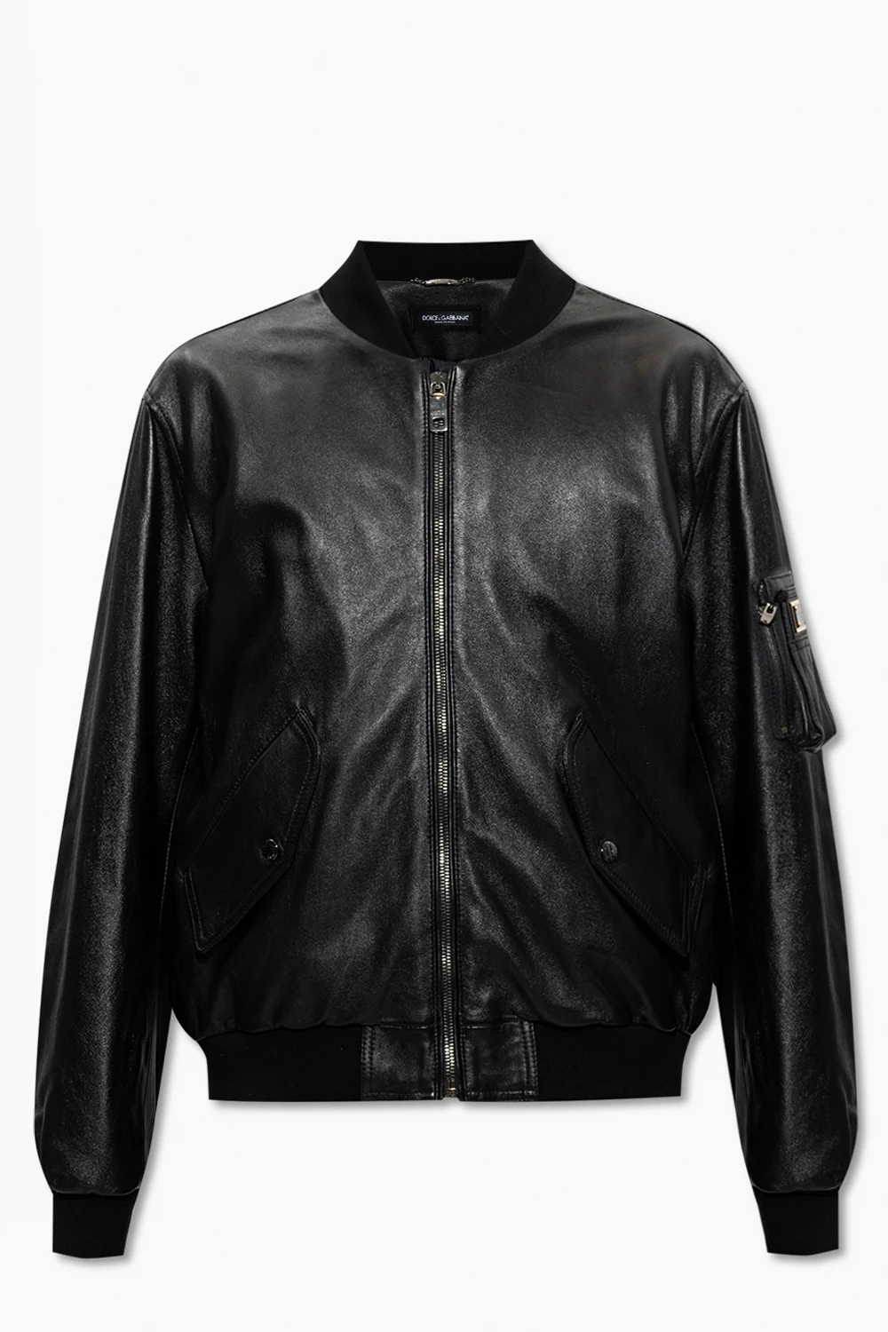 Leather bomber jacket
