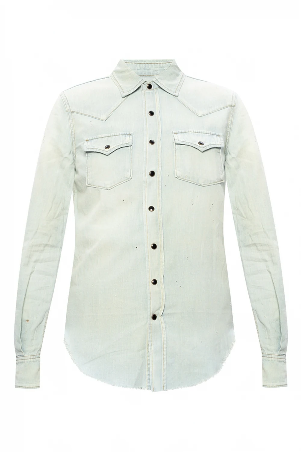 Distressed denim shirt
