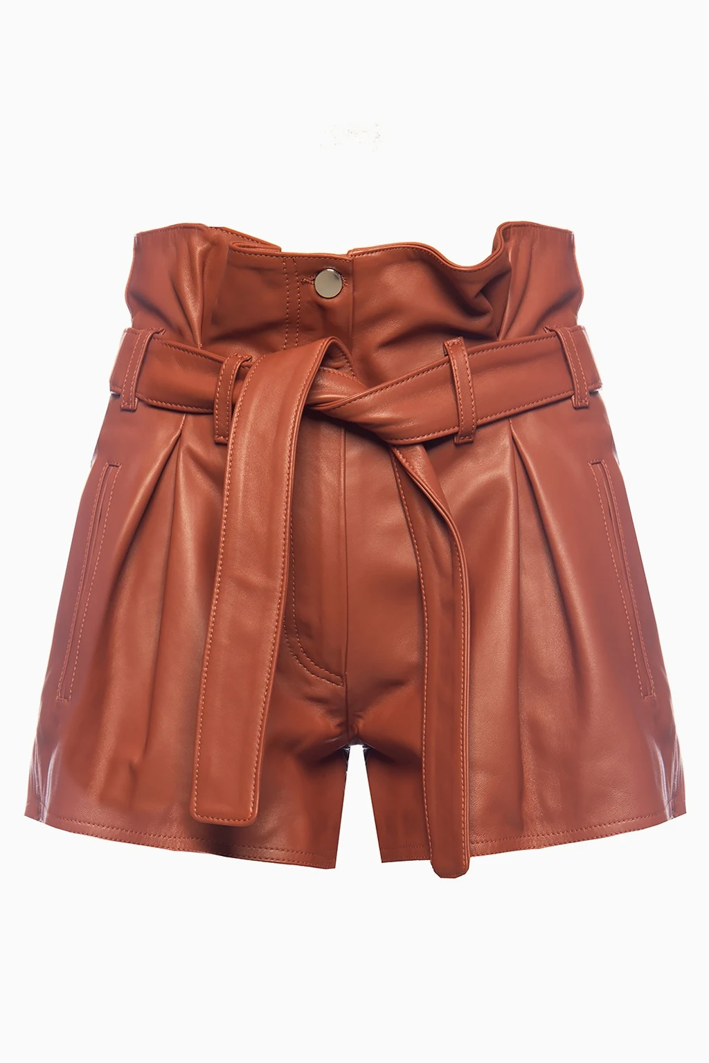 High-waisted leather shorts