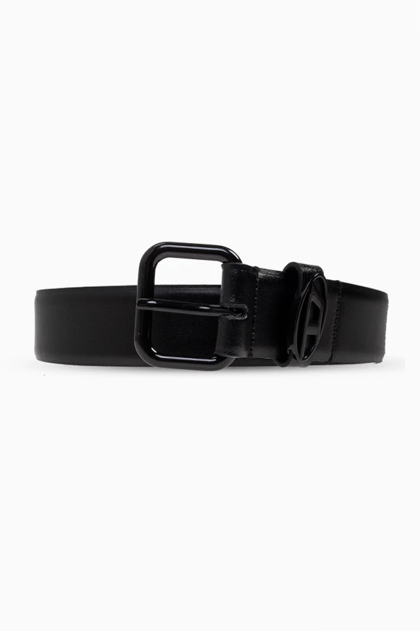 BLACK Leather belt `OVAL D LOGO B-1DR`