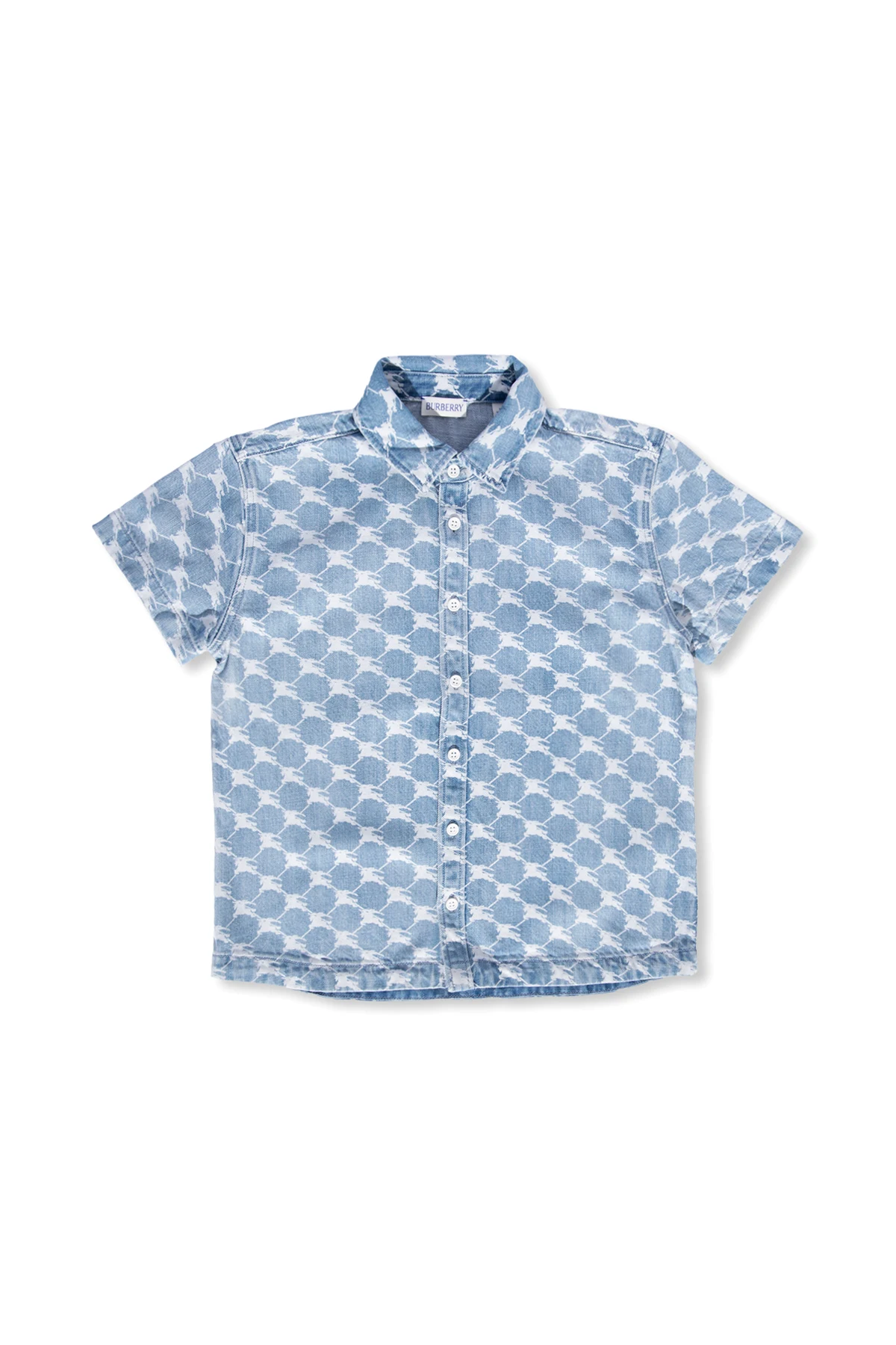 Denim shirt with short sleeves