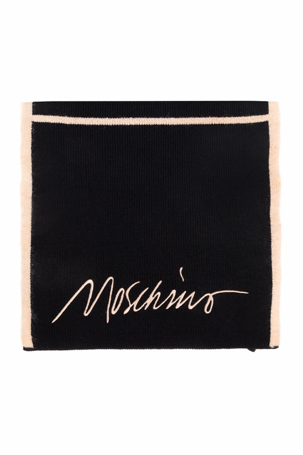 BLACK Wool scarf with logo