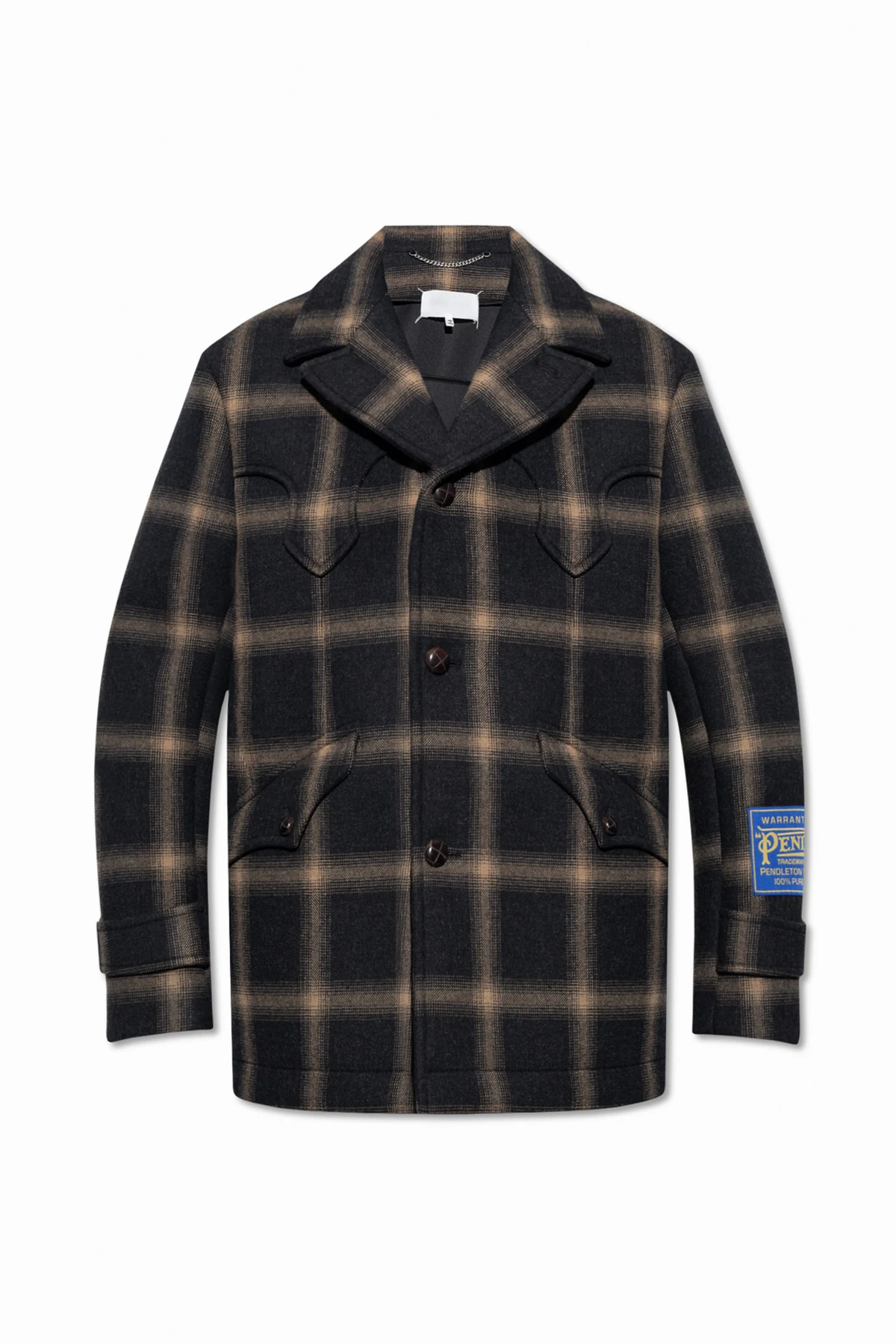 Krótki płaszcz ze wzorem w kratę