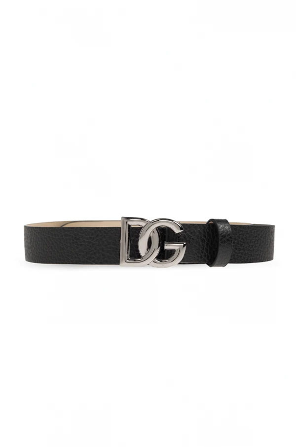 BLACK Leather belt with logo