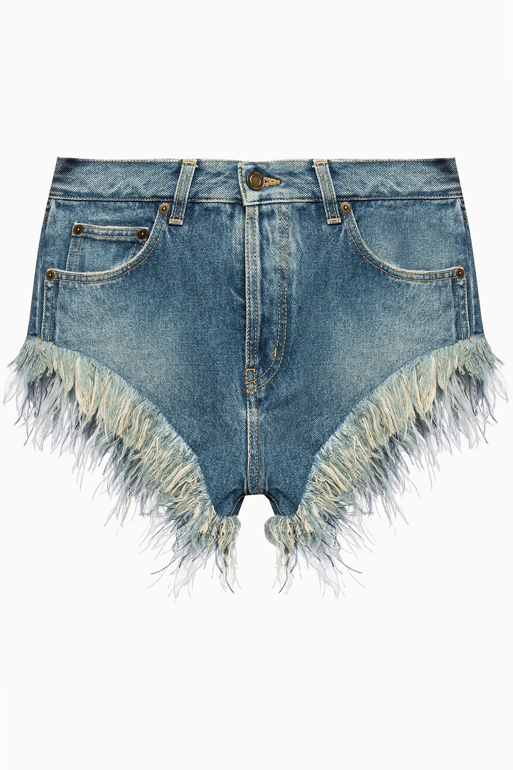 Denim shorts with fringes