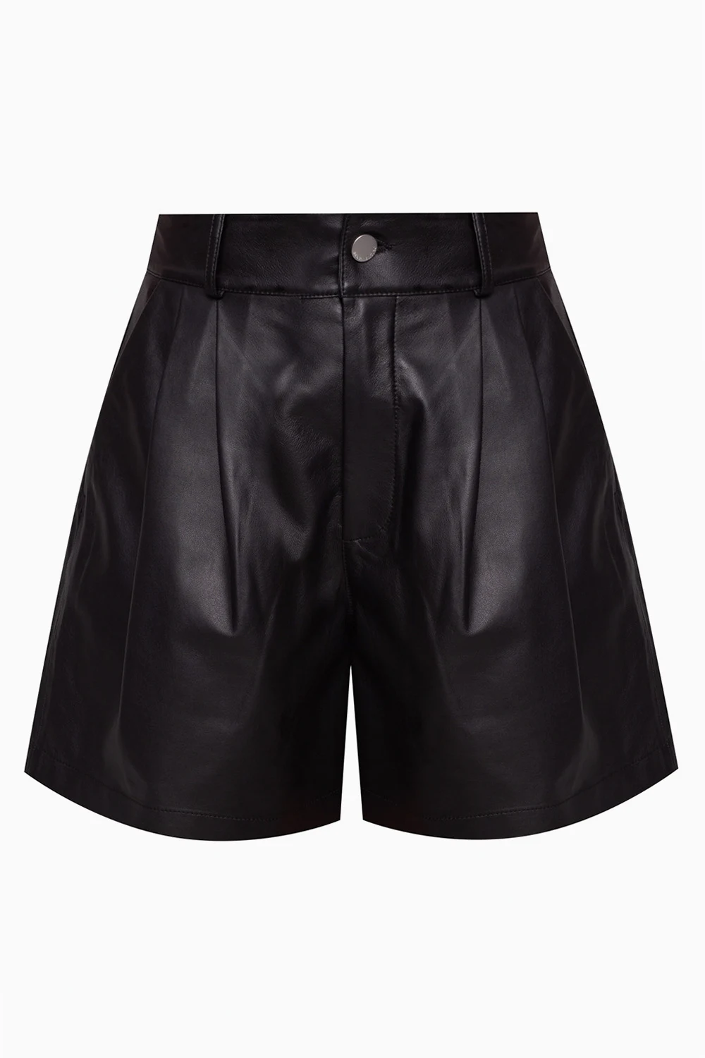 High-waisted leather shorts