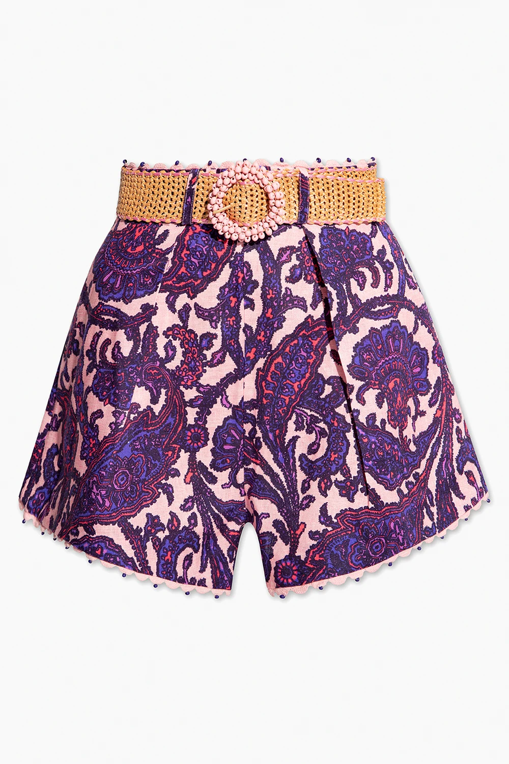 Lniane szorty z wysokim stanem