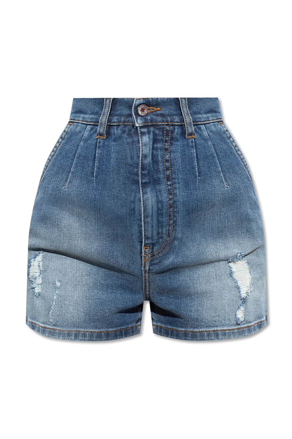 High-waisted denim shorts