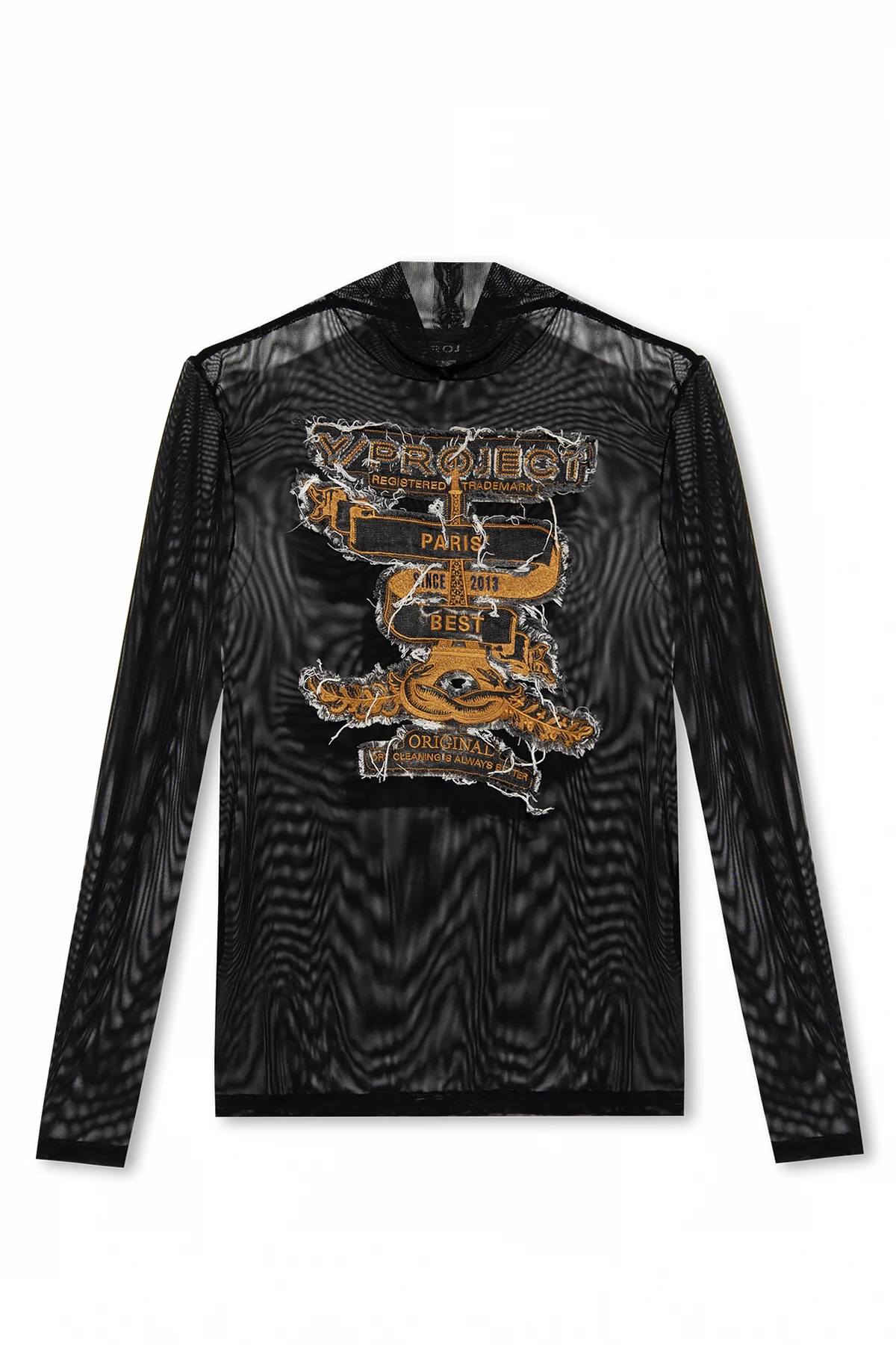 Transparent T-shirt with mock neck