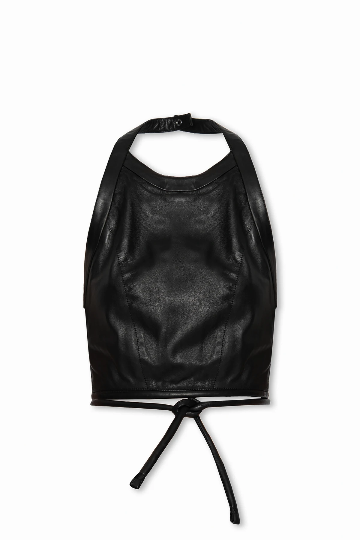 Off-the-shoulder top in leather