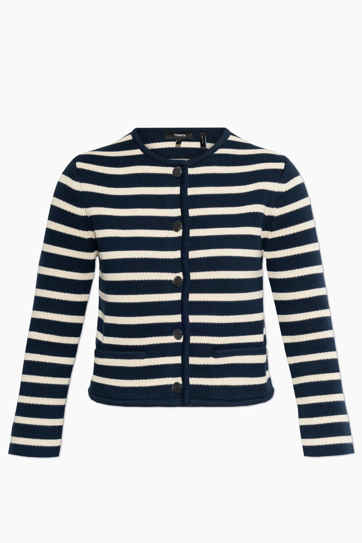 NAVY BLUE Cardigan with stripe pattern