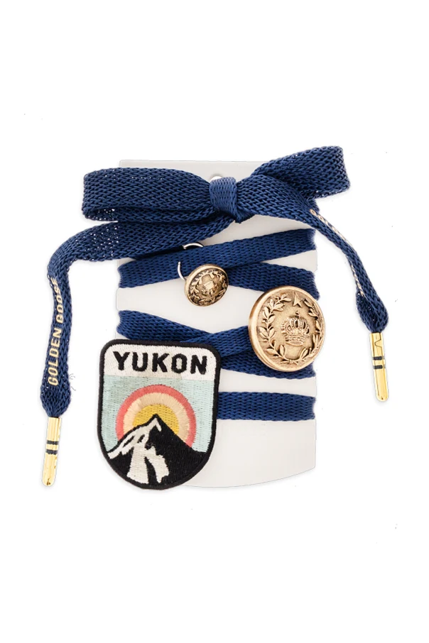 NAVY BLUE Shoelaces with applications