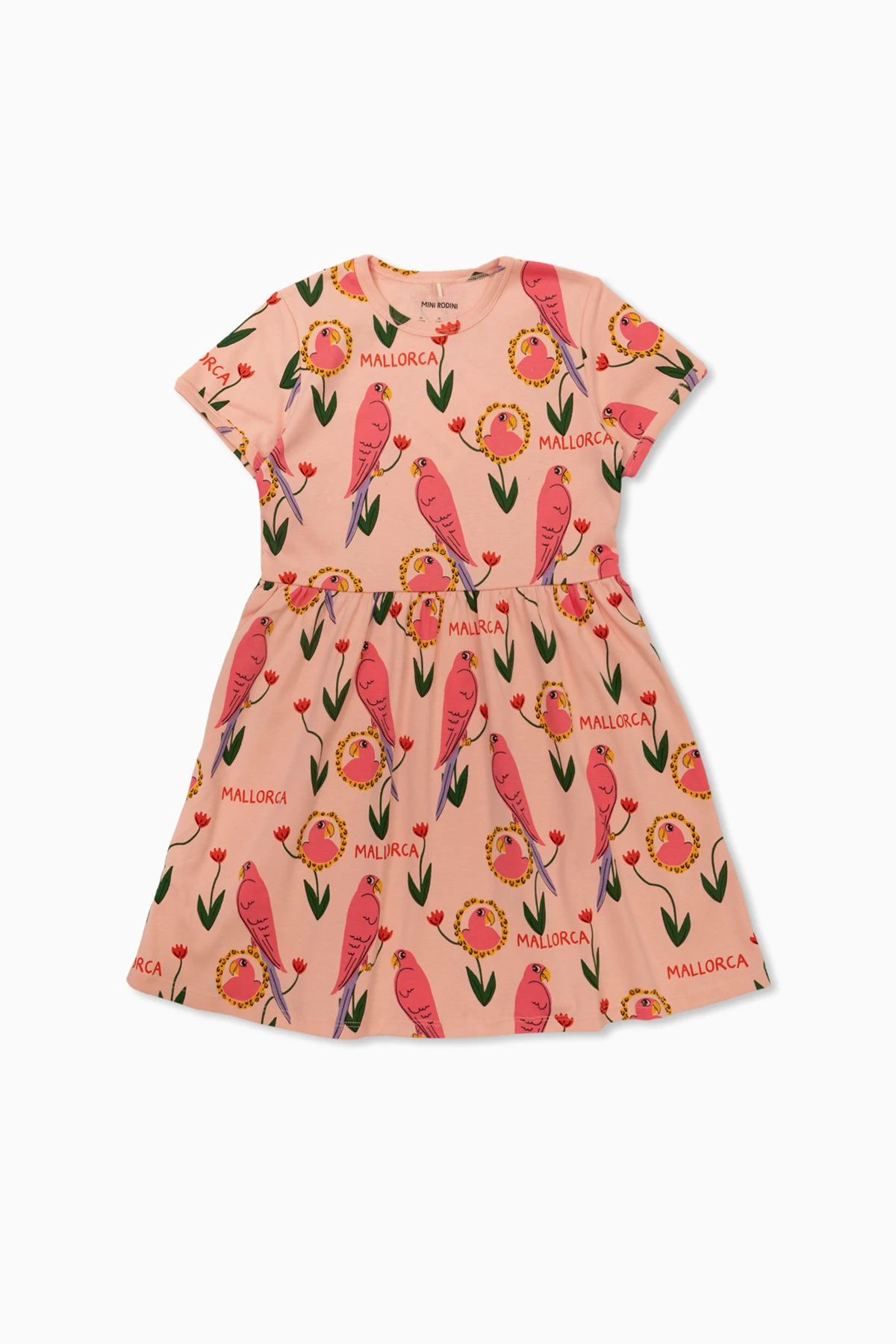 Dress with parrot motif