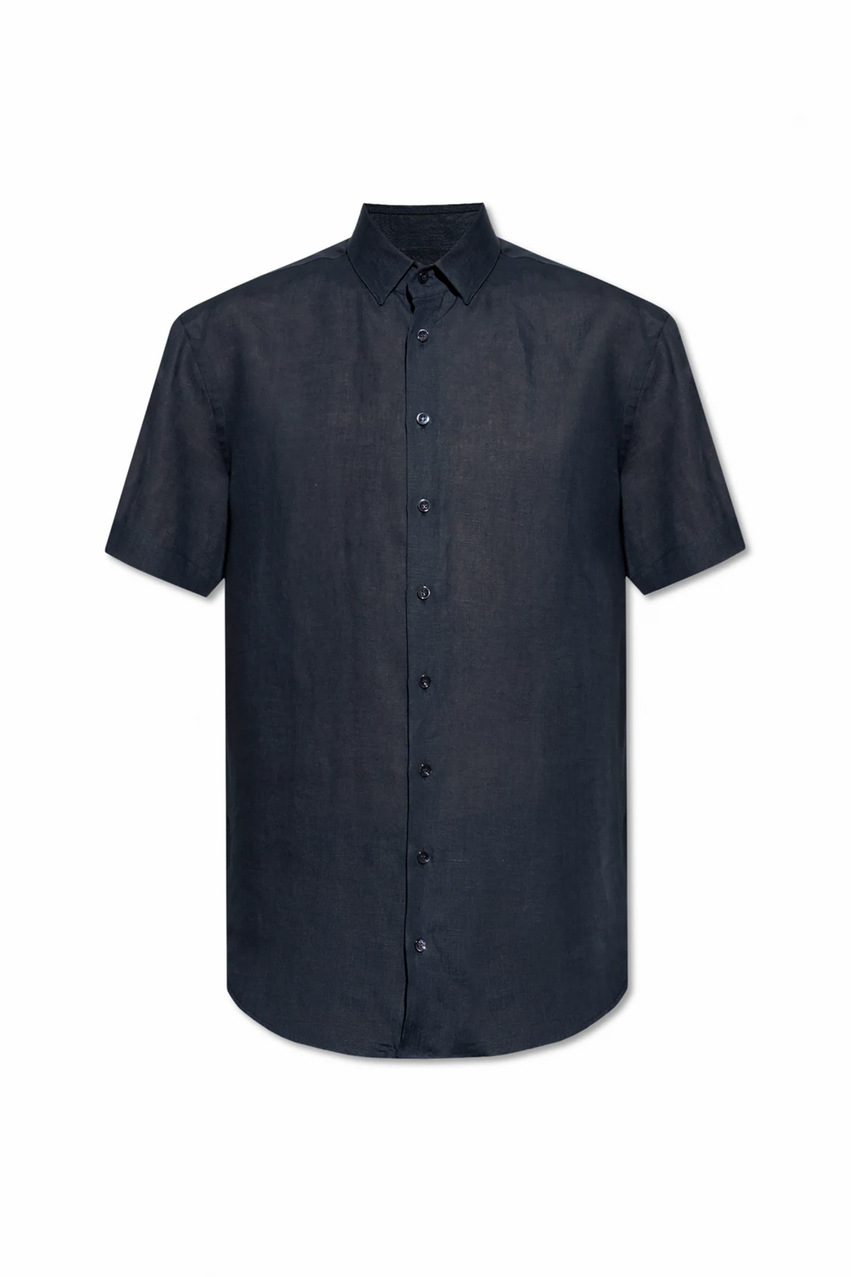 NAVY BLUE Linen shirt with short sleeves