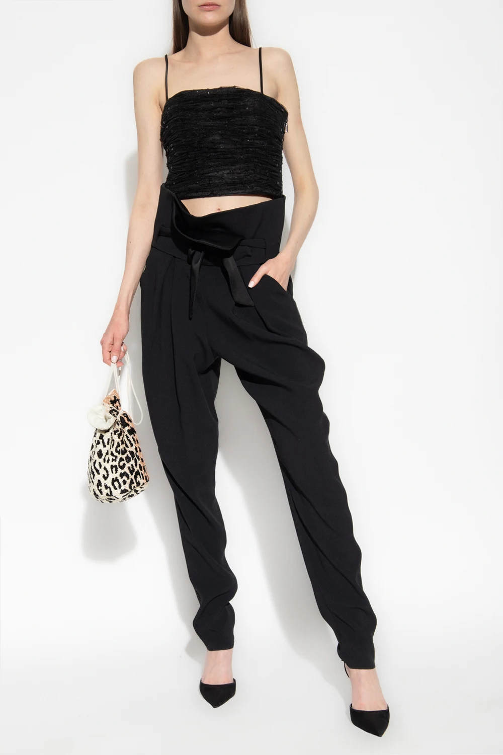 Trousers with decorative ties